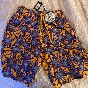 NWT Vilebrequin Mahina Swim Shorts Jaune Nashi Size L